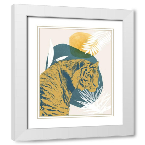 Jungle Cat I White Modern Wood Framed Art Print with Double Matting by Robinson, Carol