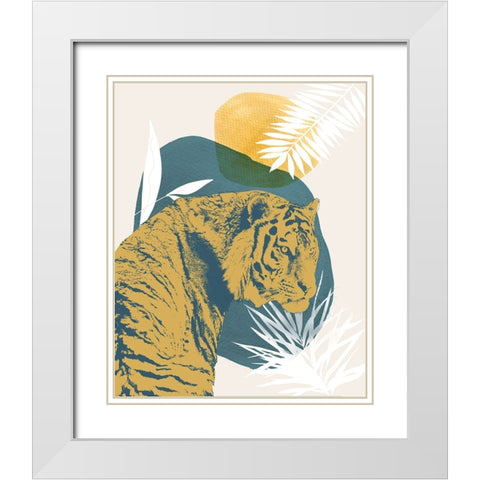 Jungle Cat I White Modern Wood Framed Art Print with Double Matting by Robinson, Carol
