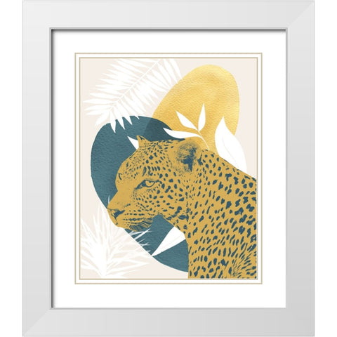 Jungle Cat II White Modern Wood Framed Art Print with Double Matting by Robinson, Carol