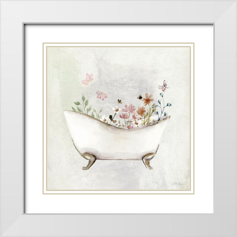 Botanical Bath I White Modern Wood Framed Art Print with Double Matting by Chang, Stella