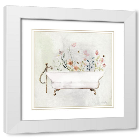 Botanical Bath II White Modern Wood Framed Art Print with Double Matting by Chang, Stella