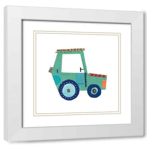 Tractor II White Modern Wood Framed Art Print with Double Matting by Pope, Katherine and Elizabeth