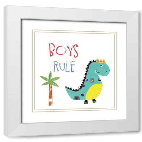 Boys Rule White Modern Wood Framed Art Print with Double Matting by Pope, Katherine and Elizabeth