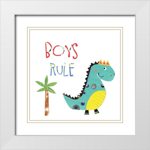 Boys Rule White Modern Wood Framed Art Print with Double Matting by Pope, Katherine and Elizabeth