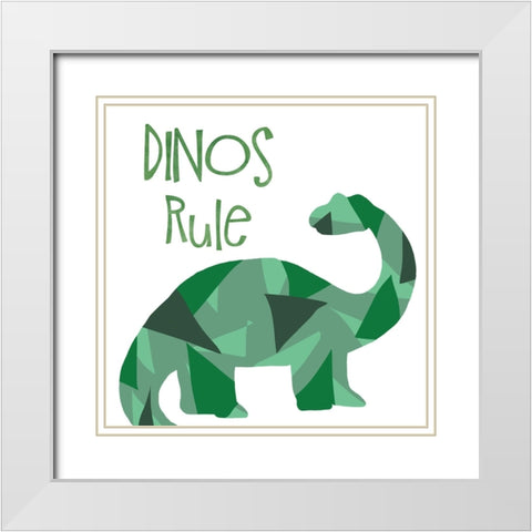 Dinos Rule White Modern Wood Framed Art Print with Double Matting by Santiago, Daniela