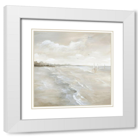 Sail Away I White Modern Wood Framed Art Print with Double Matting by Nan