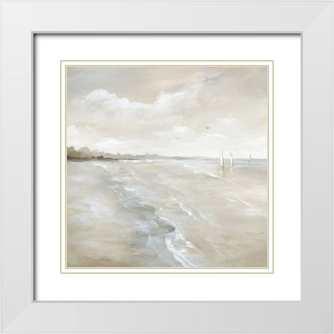 Sail Away I White Modern Wood Framed Art Print with Double Matting by Nan