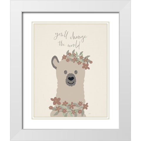 Change The World White Modern Wood Framed Art Print with Double Matting by Carpentieri, Natalie