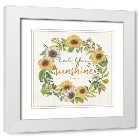 Sunshine Wreath White Modern Wood Framed Art Print with Double Matting by Nan