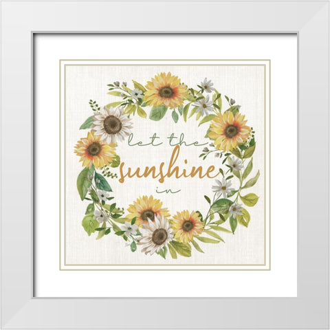 Sunshine Wreath White Modern Wood Framed Art Print with Double Matting by Nan