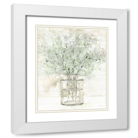 Greens of Summer I White Modern Wood Framed Art Print with Double Matting by Robinson, Carol