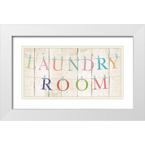 Laundry Room White Modern Wood Framed Art Print with Double Matting by CAD Designs