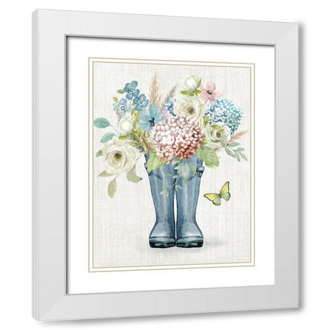 Garden Boots White Modern Wood Framed Art Print with Double Matting by Nan