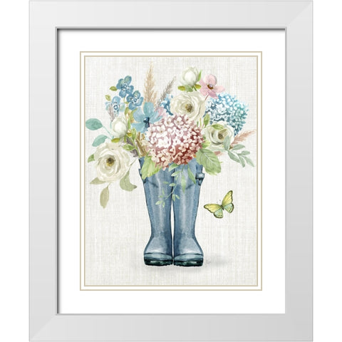 Garden Boots White Modern Wood Framed Art Print with Double Matting by Nan