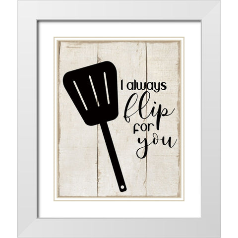 Flip For You White Modern Wood Framed Art Print with Double Matting by CAD Designs