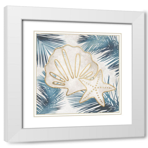 Shells and Palms I White Modern Wood Framed Art Print with Double Matting by Carpentieri, Natalie