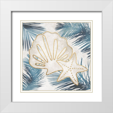Shells and Palms I White Modern Wood Framed Art Print with Double Matting by Carpentieri, Natalie