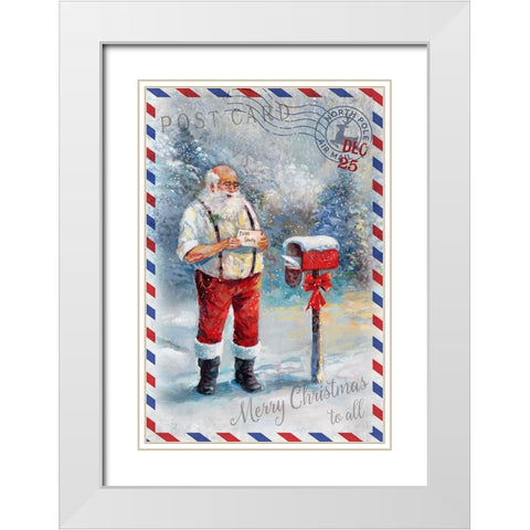 Postcard to Santa White Modern Wood Framed Art Print with Double Matting by Manning, Ruane