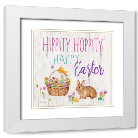 Hippity Hoppity White Modern Wood Framed Art Print with Double Matting by Swatland, Sally