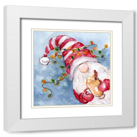 Eggnog Gnome White Modern Wood Framed Art Print with Double Matting by Chang, Stella