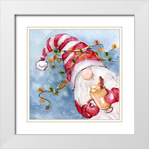 Eggnog Gnome White Modern Wood Framed Art Print with Double Matting by Chang, Stella