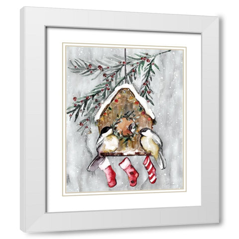 Winter Birds White Modern Wood Framed Art Print with Double Matting by Chang, Stella