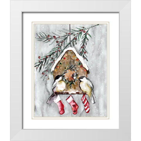 Winter Birds White Modern Wood Framed Art Print with Double Matting by Chang, Stella