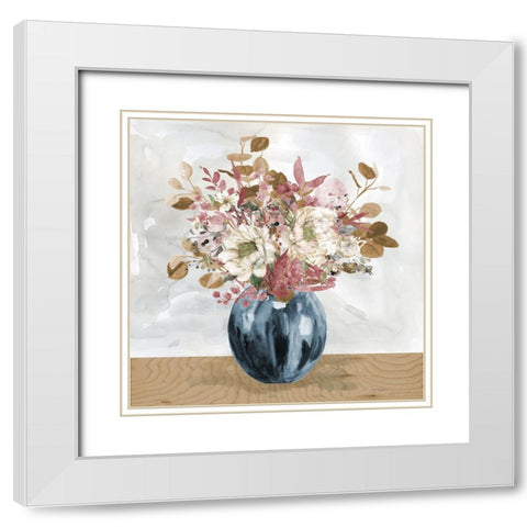 Sophisticated Fall Bouquet White Modern Wood Framed Art Print with Double Matting by Robinson, Carol