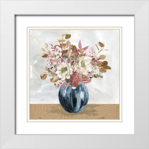 Sophisticated Fall Bouquet White Modern Wood Framed Art Print with Double Matting by Robinson, Carol