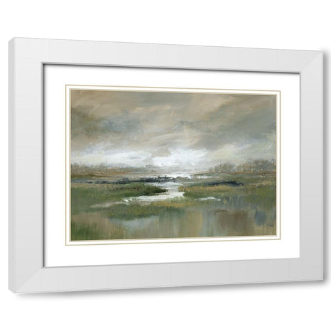 Misty Inlet White Modern Wood Framed Art Print with Double Matting by Nan