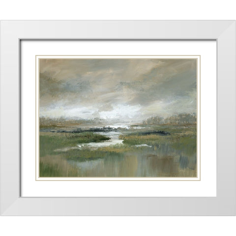 Misty Inlet White Modern Wood Framed Art Print with Double Matting by Nan