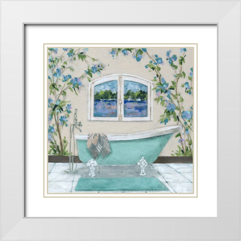 Tuscany Bath II White Modern Wood Framed Art Print with Double Matting by Robinson, Carol
