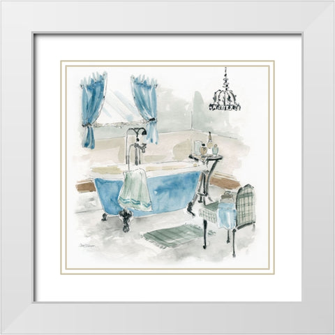 Fancy Cottage Bath I White Modern Wood Framed Art Print with Double Matting by Robinson, Carol