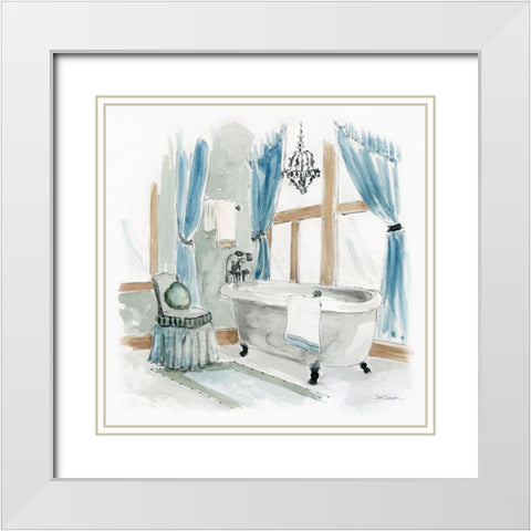 Fancy Cottage Bath II White Modern Wood Framed Art Print with Double Matting by Robinson, Carol