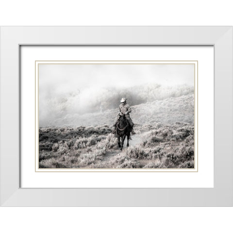 Cowboy White Modern Wood Framed Art Print with Double Matting by Delimont, Danita