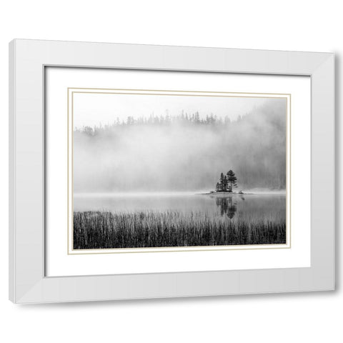 Island Fog White Modern Wood Framed Art Print with Double Matting by Delimont, Danita