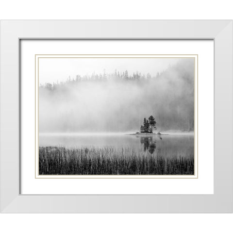 Island Fog White Modern Wood Framed Art Print with Double Matting by Delimont, Danita