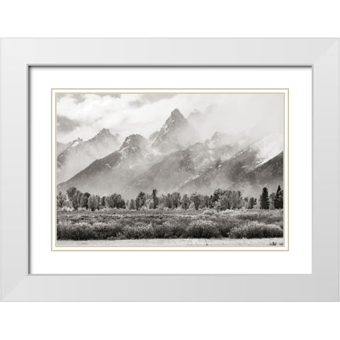 Teton Range White Modern Wood Framed Art Print with Double Matting by Delimont, Danita
