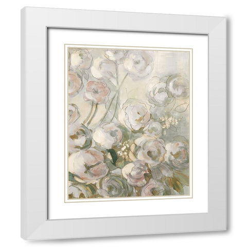 Moonlit Climbing Roses II White Modern Wood Framed Art Print with Double Matting by Robinson, Carol