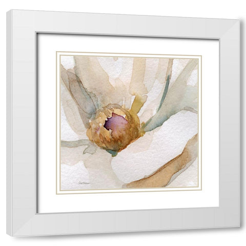 Floral Center II White Modern Wood Framed Art Print with Double Matting by Robinson, Carol