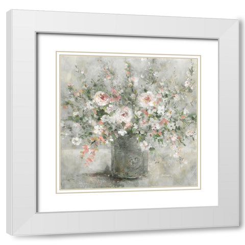 Felicitous Floral White Modern Wood Framed Art Print with Double Matting by Robinson, Carol