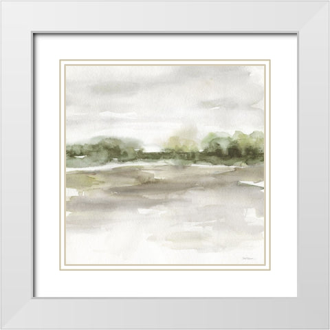 Treeline View White Modern Wood Framed Art Print with Double Matting by Robinson, Carol