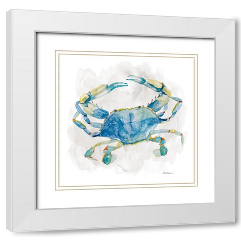 Crab White Modern Wood Framed Art Print with Double Matting by Robinson, Carol