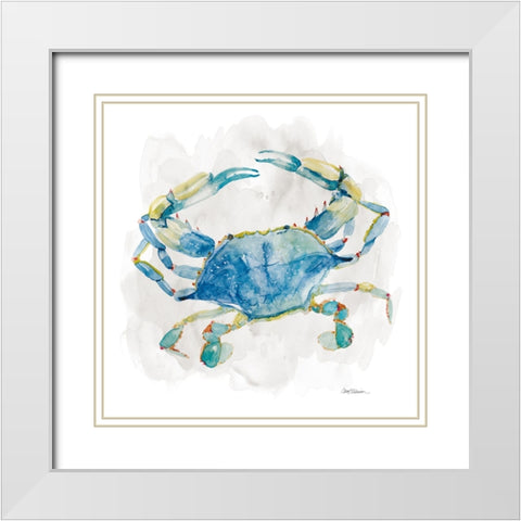 Crab White Modern Wood Framed Art Print with Double Matting by Robinson, Carol
