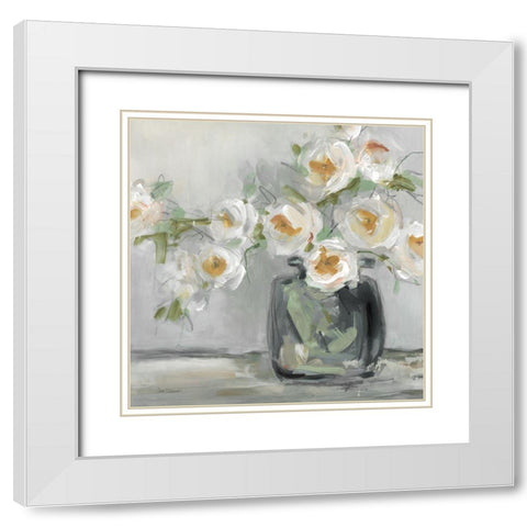 Floral Rendition White Modern Wood Framed Art Print with Double Matting by Robinson, Carol