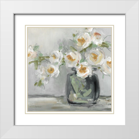 Floral Rendition White Modern Wood Framed Art Print with Double Matting by Robinson, Carol