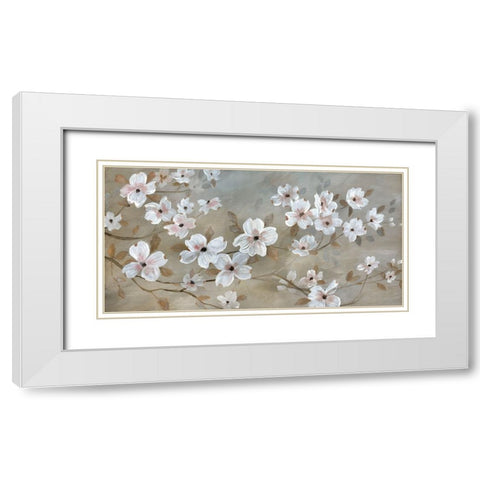 Dogwood Dream White Modern Wood Framed Art Print with Double Matting by Nan