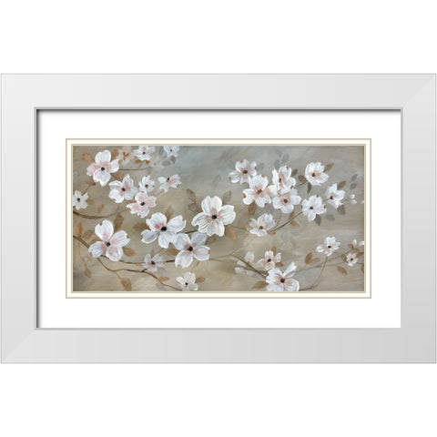 Dogwood Dream White Modern Wood Framed Art Print with Double Matting by Nan