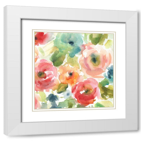 Garden Soiree I White Modern Wood Framed Art Print with Double Matting by Robinson, Carol