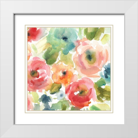 Garden Soiree I White Modern Wood Framed Art Print with Double Matting by Robinson, Carol